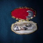 Vintage Mini Gold Cherub Angel Oval Pill Box Travel Sewing Kit Renaissance Style