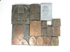 Vtg Lot Letter Press Block Stamp Ink Print Type Advertising Wood Copper Faces C