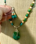Turquoise    kingman    Pendent   Necklace  Earring Set   Sterling Silver