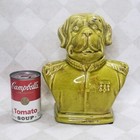 Bulldog Bust Dog Head Statue Ceramic Chartreuse Green Mastiff  9-1 4  T