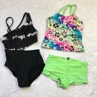Op And More Than Magic Bathing Suits Little Girls Size Xs  4-5  Black  Bright
