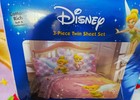 Disney Tinkerbell Twin Sheet Set Flat Fitted Pillowcase Cotton Rich