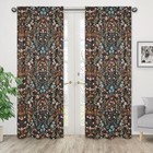 Boho Wildflower Vintage Floral Girl Window Curtains Wild Flower Black