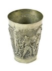 German Germany Antique Ww1 Patriotic Pewter Cup Mug Glass