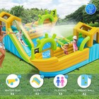 Inflatable Water Slide Park 10-in-1 Bounce House W 4 Water Cannons With Blower