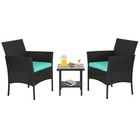 Blue - Fdw 3 Piece Outdoor Furniture Set Patio Wicker Chairs Furniture Bistro