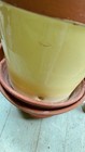 5 5   vtg Terracotta yellow Ceramic Glaze-flower Pot Attached Saucer tray Planter