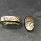 Edo Period Japan Antique Shakudo Crane Sea Wave Fuchi Kashira No Box Sword Armor