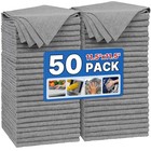Shop Towels - Pack Of 50 Microfiber Cleaning Cloths - 50pk Grey - Grey