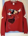 Sz L 2025 Disney Sorcerer Mickey Long Sleeve Red Pullover Sweatshirt Jersey