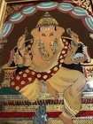 Vintage Ganesha Hindu Reverse Glass Tanjore Painting Framed India 9x6   