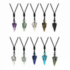 Reiki Chakra Natural Amethyst Necklace Healing Crystal Pendulum Gemstone Pendant