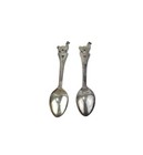Pair Vintage Sterling Silver 925 Llama Souvenir Spoons  Peru  Jr Silversmiths