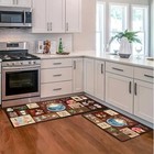 Non-slip Coffee Kitchen Mat Sets 2 Piece anti-fatigue Kitchen Mats For Black
