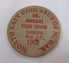 New Vintage 1968 Langdon Nd North East Coin Club Of North Dakota Wooden Nickel