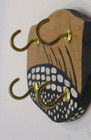 Retro 1990 s Hand Painted Handcrafted Wood Loon Bird 4 Brass Hooks Wall Key Rack