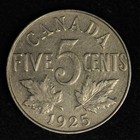 1925 5c Canada Nickel - Free Shipping Usa
