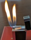    s t  Dupont   gatsby Black Silver Gas Lighter W Burner With Box Tested   Working