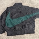 Nike Windbreaker Jacket Kids S Black Fleece Lined Full Zip Pockets Vintage 90s