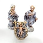 Vintage Atlantic Mold Nativity Set 16pc Creche Hand Painted Blue Purple Metallic