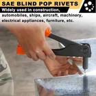 530pcs Black Pop Rivets Assortment Kit  Sae Aluminum Assorted Blind Rivet Set   