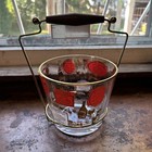 Vintage Janette Gold Rim Glass Ice Bucket With Cocktail Recipes