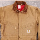 Vtg Carhartt Coveralls Mens 42 Short Brown Duck Quilt Lined Corduroy Collar Usa