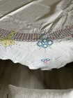Vintage Unused Hd Emb Nubby Irish Linen Tablecloth Large 48    48   