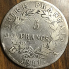 1811 Empire Fran  ais France Silver 5 Francs Coin