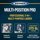 5 In 1 Multi Position Pro 14ft  Reach Aluminum Adjustable Multi Position Ladder