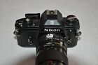 Nikon Em 35 Mm Slr Film Camera With 70-162mm Cpc Lens Mc Auto Zoom Black Tested