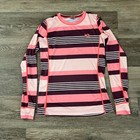 Kari Traa Women   s Size Medium Base Layer Set Shirt   Leggings Pink Striped