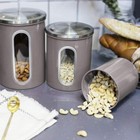 3-piece Sealed Canister Set 8 12 16oz See-through Design For Easy Viewing Brown