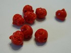 9mm Carved Lacquer-ware Buddhist Buddha Head Red Cinnabar Bead-bright Red