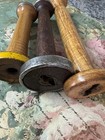 Vintage Industrial Wooden Textile Spools Bobbins Spindles Lot Of 3