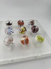 9- Swirl Or Ribbon Handblown Contemporary Art Glass Marbles W stand Approx  28mm