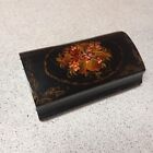 Vintage Russian Lacquer Trinket Box Hand Painted Russia Floral 3  X 7 