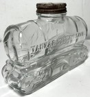 Tankar System Saves  Rare Glass Train Shaped  Still Bank  Maybe Candy Container