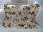 2 Vintage Cowboy   Bucking Broncos Cotton Barkcloth Era Pillowcases X2   One