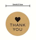 500 Pcs Sticker Seals Roll Kraft Thank You Round With Heart      Self Adhesive New