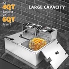 Commercial Deep Fryer 12l Stainless Steel Countertop W baskets Lids Temp Control