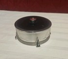 Vtg  Art Deco Clear Glass Vanity Powder Jar With Lid Bedroom Decor- Ribbed