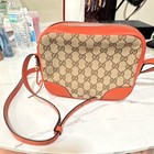 Gucci Gg Pattern Small Zip Crossbody Bag Orange Beige Brown Gold W  Strap