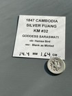1847 Cambodia 1 8 Tical 1 Fuang Silver Coin Km32 2 Goddess Saraswati W  1 64 Gr 