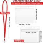 100 Sets Clear Name Tags With Lanyard  Lanyards For Id Badges Reusable Strap Wit