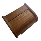 Vintage Teak Wood Tambour Roll Top Recipe Storage Box Kitchen Home Decor