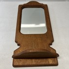 Vintage Rustic Wooden Wall Mirror With Shelf Entryway Cabin Signed 23 75   x11   