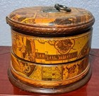Vtg 4  Wooden Swivel 3 Tier Decorated Oval Jewelry Box 1930 s Art Nouveau Motifs