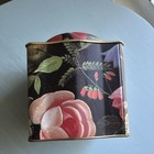Vintage Floral Metal Tin Box With Lid Square Multicolor Wavy Edge Floral