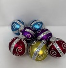 Vintage Christmas Tree Ornaments Lot Of 7 Red Blue Purple Gold Retro Kitschy